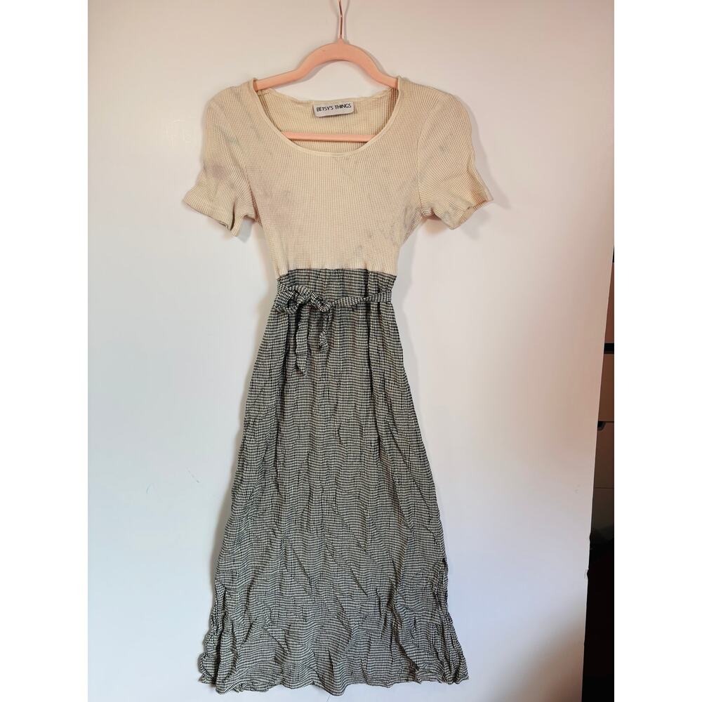 Amazing Vintage 90s Gingham and Waffle Summer Dress Betsys Things Size Small